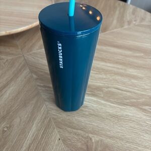 Starbucks 24oz Two-Tone Turquoise And Teal Tumbler with Straw